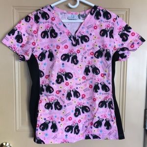 Scrub Top with Breast Ribbon
